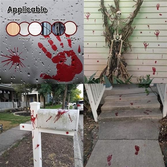 Halloween Decorations, 135PCS Scary Floor Window Stickers, 14 Sheets Creepy - Picture 6 of 7